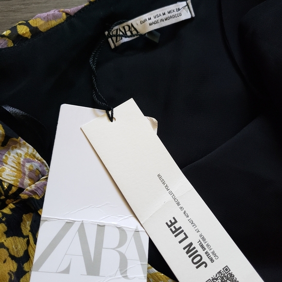 Zara NWT Floral Ruched One Shoulder Mini Dress Medium - Picture 6 of 6